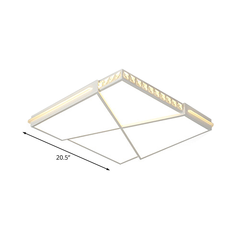 Modern K9 Crystal LED Flush Mount Ceiling Light with Remote Control Dimming, White Light - Available in Rectangle/Square, 16.5"/20.5"/35.5" Wide