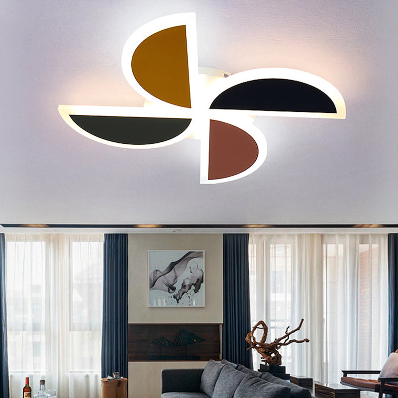Nordic Windmill Acrylic LED Ceiling Lamp 19.5"/23.5" Flush Mount Lighting - Green-Yellow-Pink, Warm/White/3 Color Light