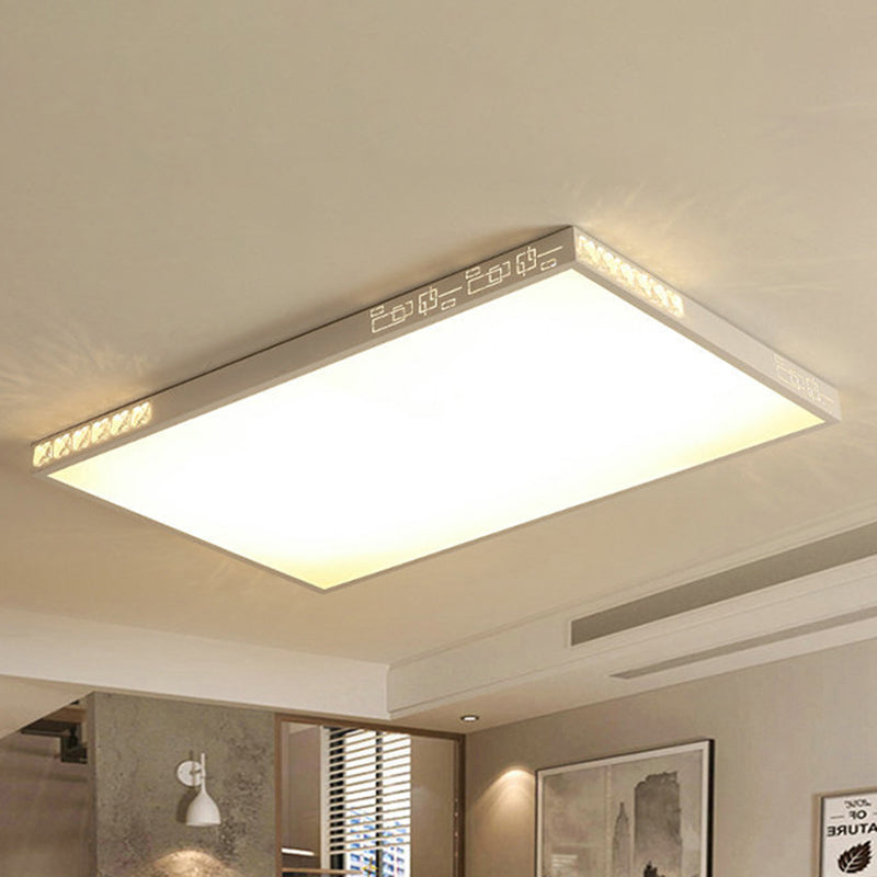 Flush Mounted LED Crystal Ceiling Light with Acrylic Shade - Rectangle/Round Options, 16"/19.5"/23.5" Wide