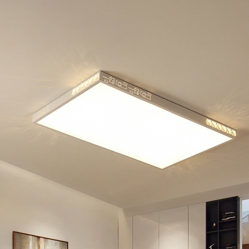 Flush Mounted LED Crystal Ceiling Light with Acrylic Shade - Rectangle/Round Options, 16"/19.5"/23.5" Wide