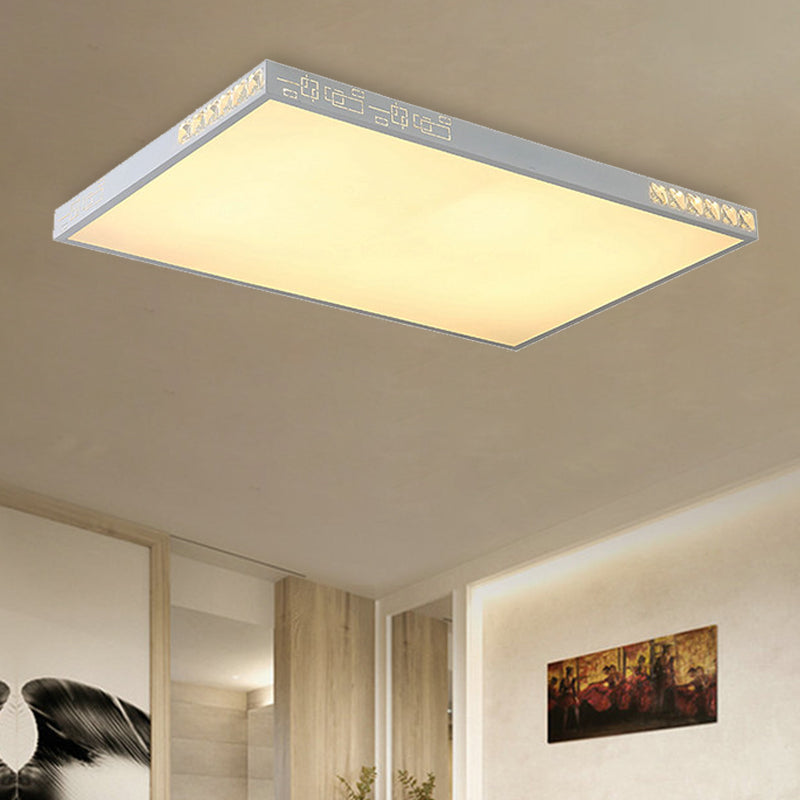 Flush Mounted LED Crystal Ceiling Light with Acrylic Shade - Rectangle/Round Options, 16"/19.5"/23.5" Wide