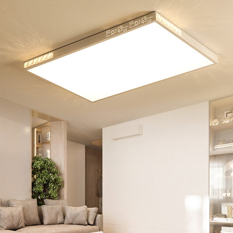 Flush Mounted LED Crystal Ceiling Light with Acrylic Shade - Rectangle/Round Options, 16"/19.5"/23.5" Wide