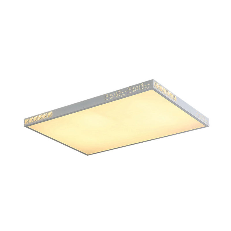 Flush Mounted LED Crystal Ceiling Light with Acrylic Shade - Rectangle/Round Options, 16"/19.5"/23.5" Wide