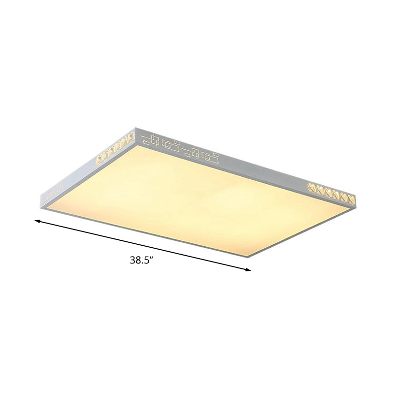 Flush Mounted LED Crystal Ceiling Light with Acrylic Shade - Rectangle/Round Options, 16"/19.5"/23.5" Wide