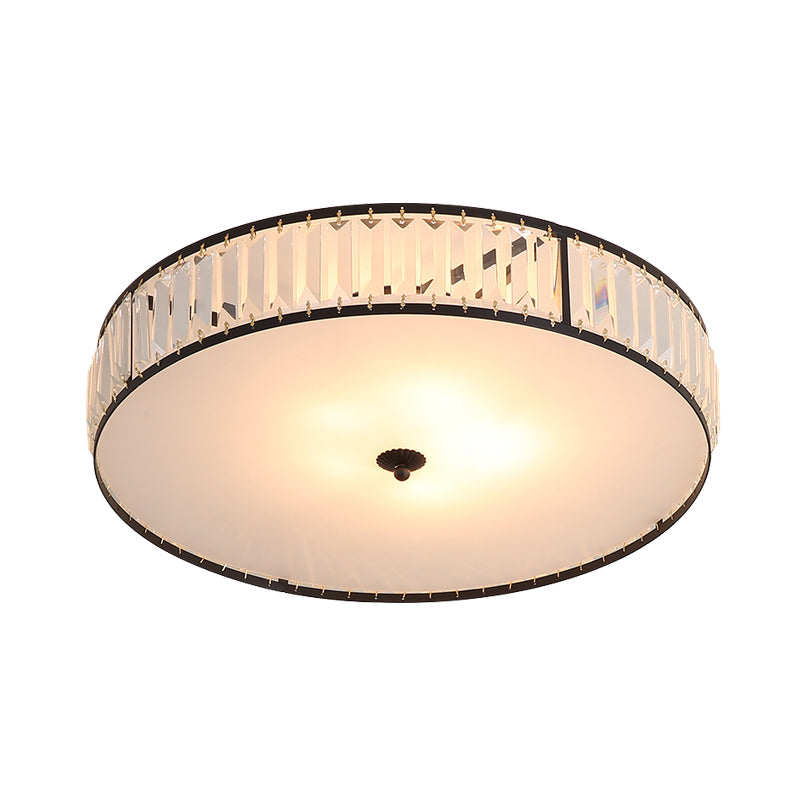 Sleek Crystal Drum Ceiling Mount Light Fixture - 14"/21.5" W, White, 3/5 Lights - Ideal for Bedroom