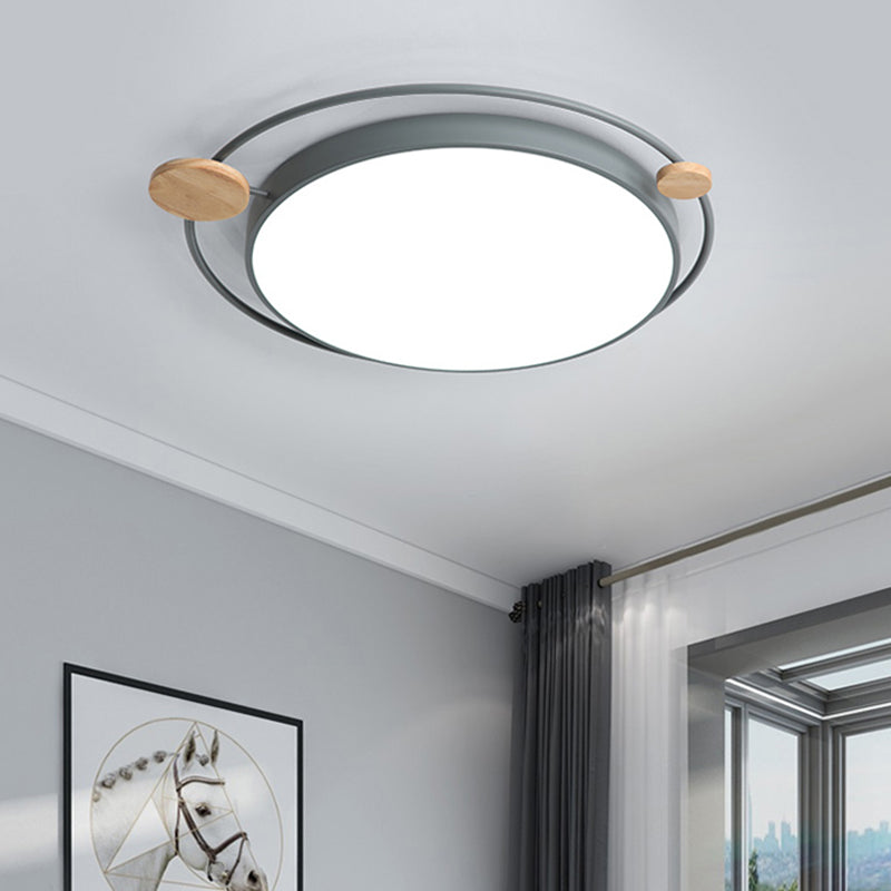 Modernist Round Ceiling Mounted LED Flush Light in Gray/White - Acrylic, Multiple Sizes, Natural/3 Color Light - Ideal for Bedroom