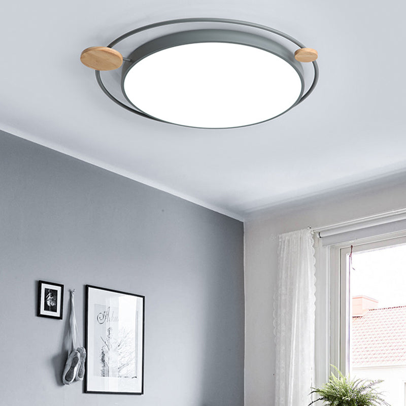 Modernist Round Ceiling Mounted LED Flush Light in Gray/White - Acrylic, Multiple Sizes, Natural/3 Color Light - Ideal for Bedroom