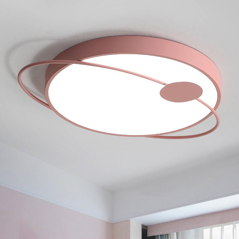 Nordic Style Acrylic LED Flush Ceiling Light Fixture: 18"/21.5"/25.5" Diameter, Round Shape, Warm/White Lighting - Blue/Pink Options