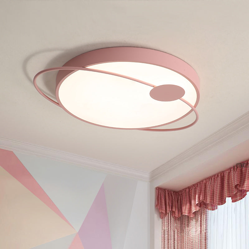 Nordic Style Acrylic LED Flush Ceiling Light Fixture: 18"/21.5"/25.5" Diameter, Round Shape, Warm/White Lighting - Blue/Pink Options