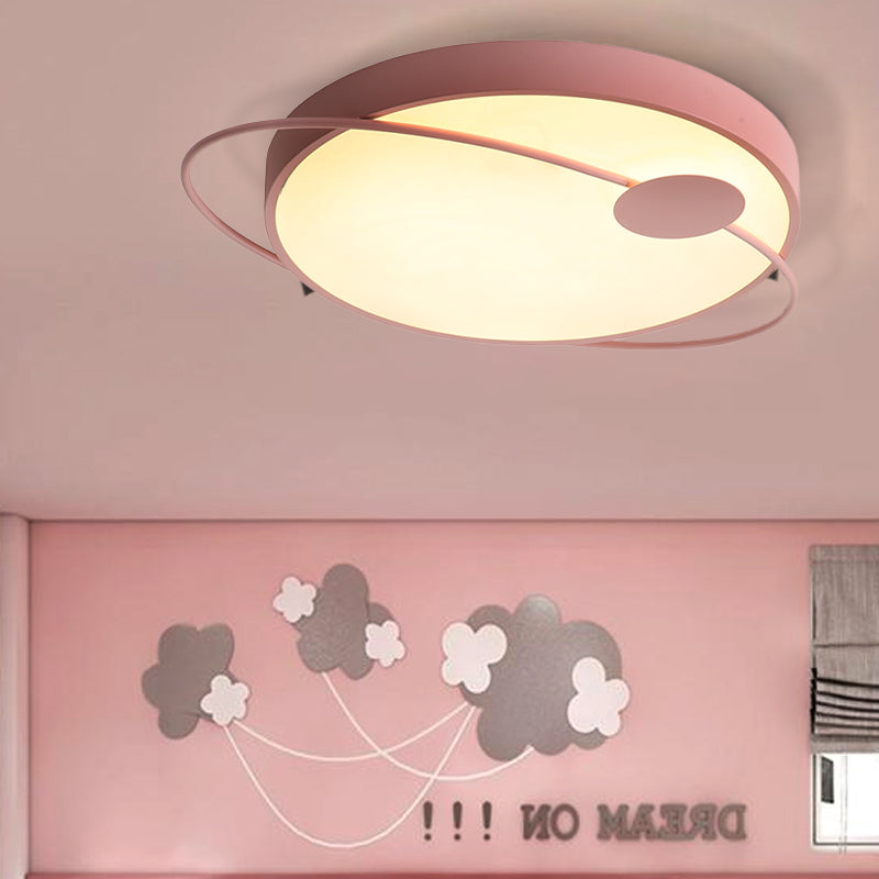 Nordic Style Acrylic LED Flush Ceiling Light Fixture: 18"/21.5"/25.5" Diameter, Round Shape, Warm/White Lighting - Blue/Pink Options