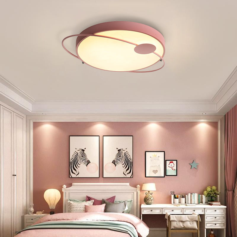 Nordic Style Acrylic LED Flush Ceiling Light Fixture: 18"/21.5"/25.5" Diameter, Round Shape, Warm/White Lighting - Blue/Pink Options
