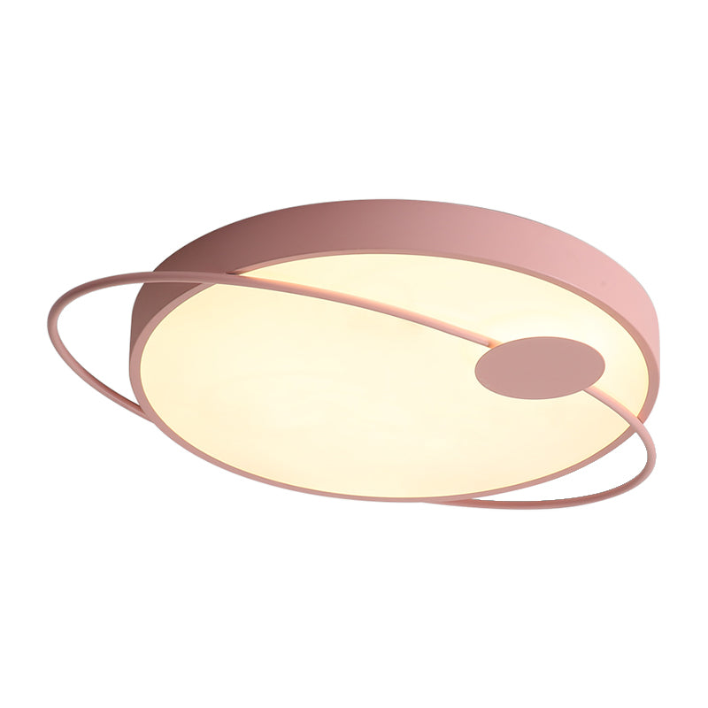 Nordic Style Acrylic LED Flush Ceiling Light Fixture: 18"/21.5"/25.5" Diameter, Round Shape, Warm/White Lighting - Blue/Pink Options