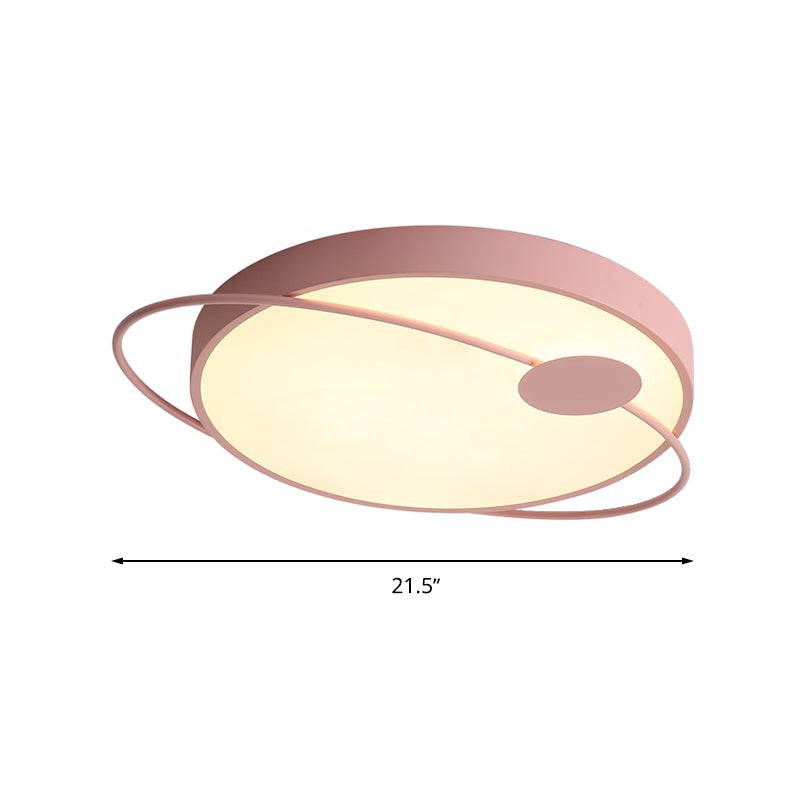 Nordic Style Acrylic LED Flush Ceiling Light Fixture: 18"/21.5"/25.5" Diameter, Round Shape, Warm/White Lighting - Blue/Pink Options
