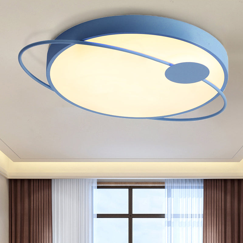 Nordic Style Acrylic LED Flush Ceiling Light Fixture: 18"/21.5"/25.5" Diameter, Round Shape, Warm/White Lighting - Blue/Pink Options
