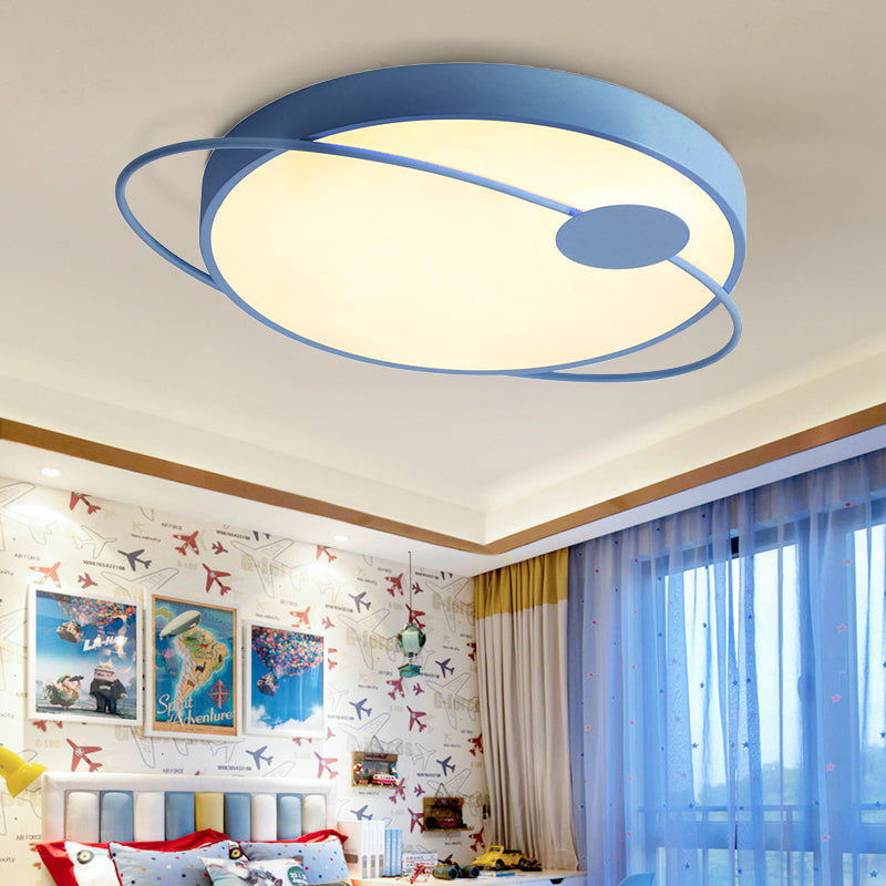 Nordic Style Acrylic LED Flush Ceiling Light Fixture: 18"/21.5"/25.5" Diameter, Round Shape, Warm/White Lighting - Blue/Pink Options
