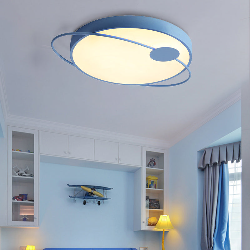 Nordic Style Acrylic LED Flush Ceiling Light Fixture: 18"/21.5"/25.5" Diameter, Round Shape, Warm/White Lighting - Blue/Pink Options