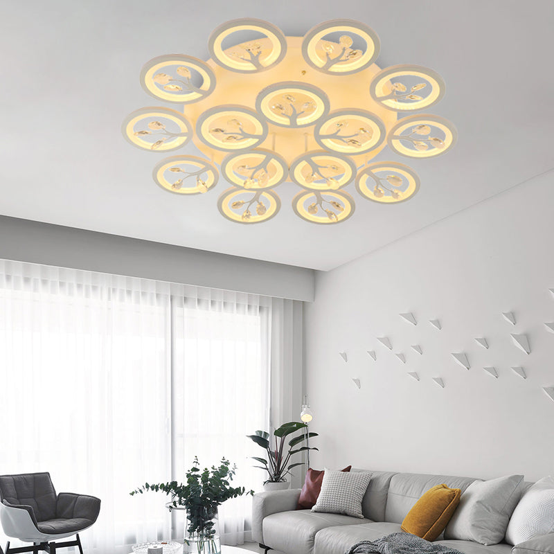 Sputnik Living Room Flush Mount Lamp - Simple Acrylic Light Fixture with Multiple Lighting Options