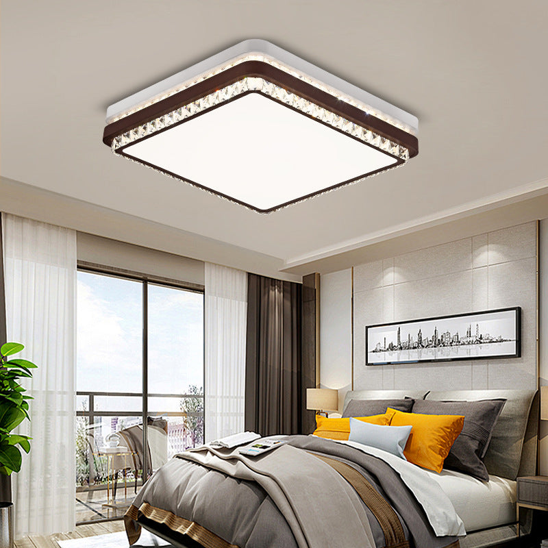Modern Coffee LED Ceiling Light Fixture for Living Room - Dimmable, Remote Control, Multiple Shapes & Colors