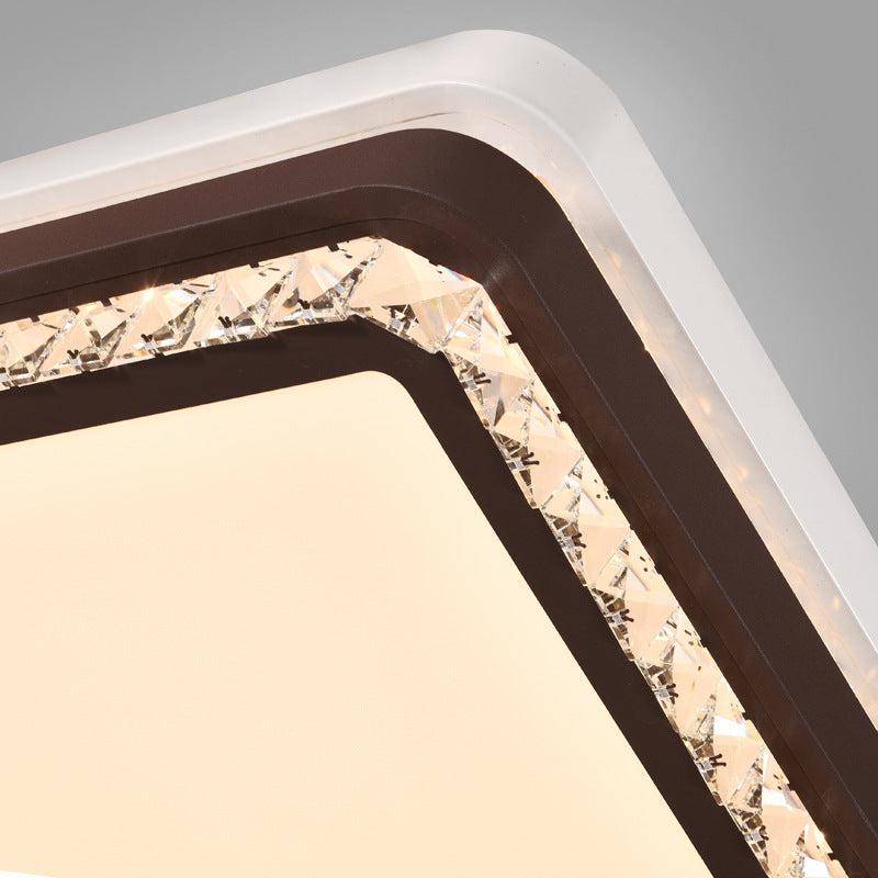 Modern Coffee LED Ceiling Light Fixture for Living Room - Dimmable, Remote Control, Multiple Shapes & Colors