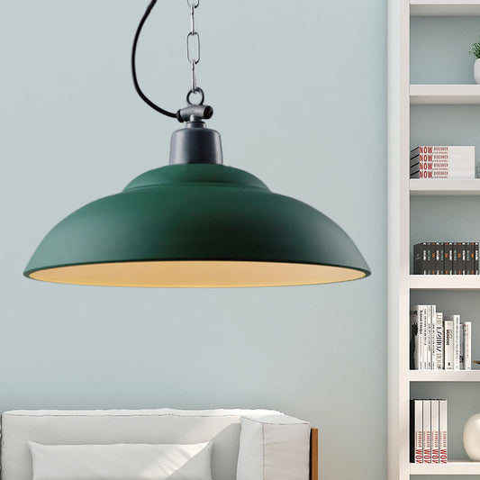 Vintage Style Black/Green Metallic Hanging Lamp with Chain - Indoor Pendant Light