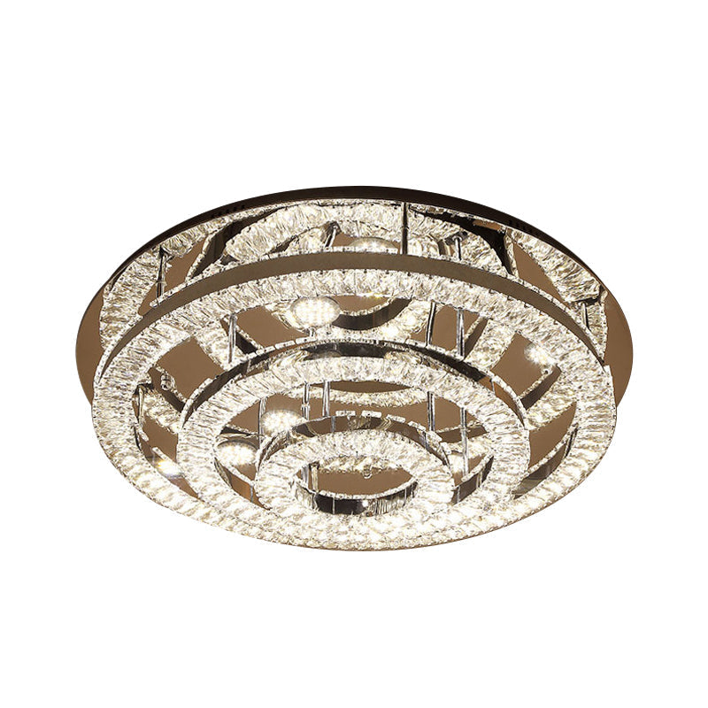 Modern Chrome Crystal Flush Mount LED Ring Light Fixture for Bedroom - 21.5"/31.5" Wide