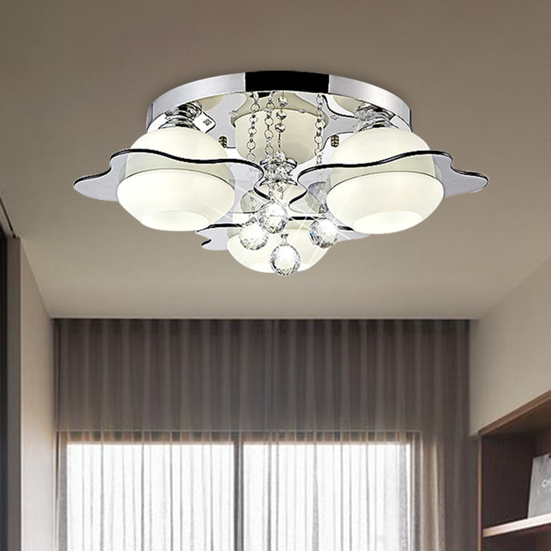 Modern Crystal Ball Flower Ceiling Light, Gray Flush Mounted with 3/5/7 Heads in Warm/White Light