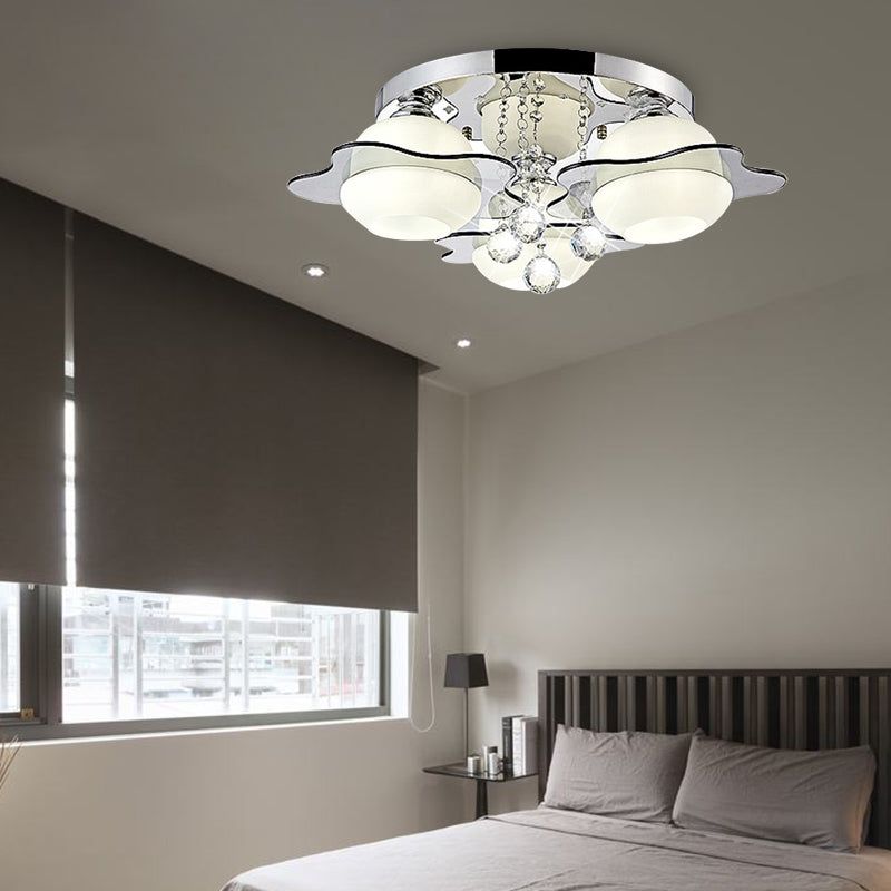 Modern Crystal Ball Flower Ceiling Light, Gray Flush Mounted with 3/5/7 Heads in Warm/White Light