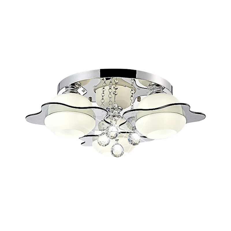 Modern Crystal Ball Flower Ceiling Light, Gray Flush Mounted with 3/5/7 Heads in Warm/White Light