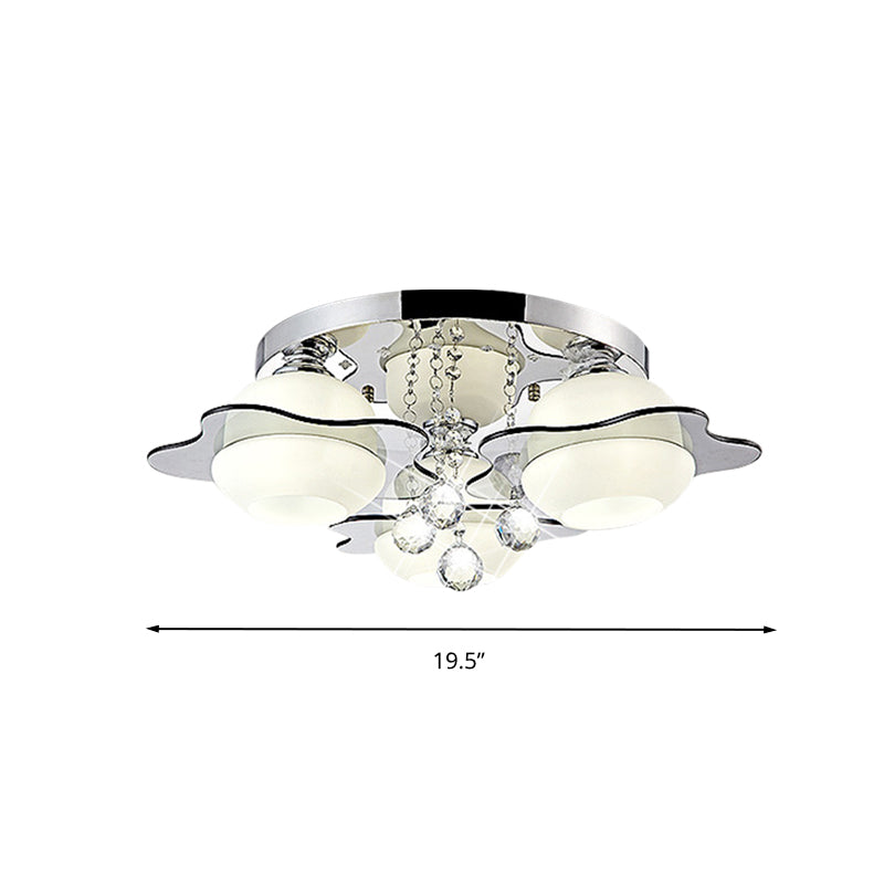 Modern Crystal Ball Flower Ceiling Light, Gray Flush Mounted with 3/5/7 Heads in Warm/White Light