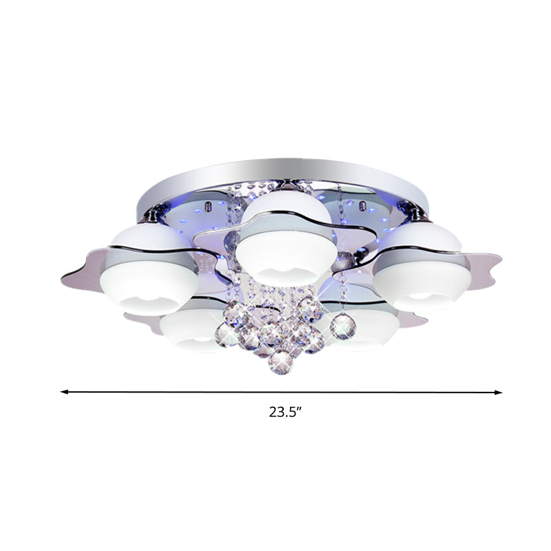 Modern Crystal Ball Flower Ceiling Light, Gray Flush Mounted with 3/5/7 Heads in Warm/White Light