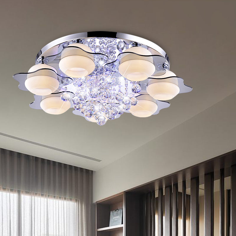 Modern Crystal Ball Flower Ceiling Light, Gray Flush Mounted with 3/5/7 Heads in Warm/White Light