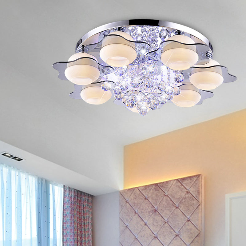 Modern Crystal Ball Flower Ceiling Light, Gray Flush Mounted with 3/5/7 Heads in Warm/White Light