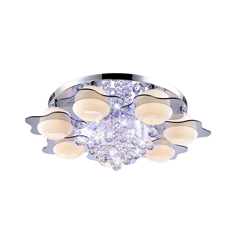 Modern Crystal Ball Flower Ceiling Light, Gray Flush Mounted with 3/5/7 Heads in Warm/White Light