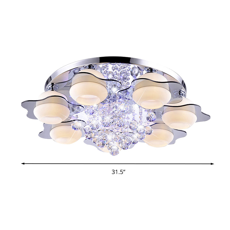 Modern Crystal Ball Flower Ceiling Light, Gray Flush Mounted with 3/5/7 Heads in Warm/White Light