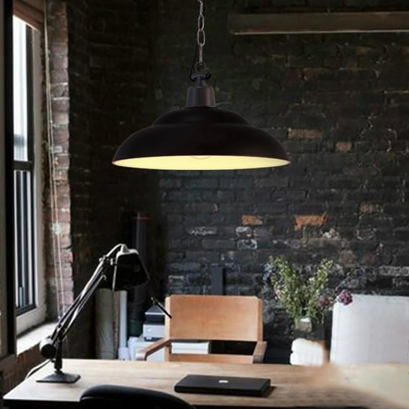 Vintage Style Black/Green Metallic Hanging Lamp with Chain - Indoor Pendant Light