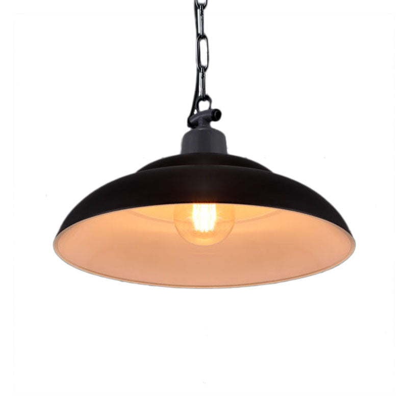 Vintage Style Black/Green Metallic Hanging Lamp with Chain - Indoor Pendant Light