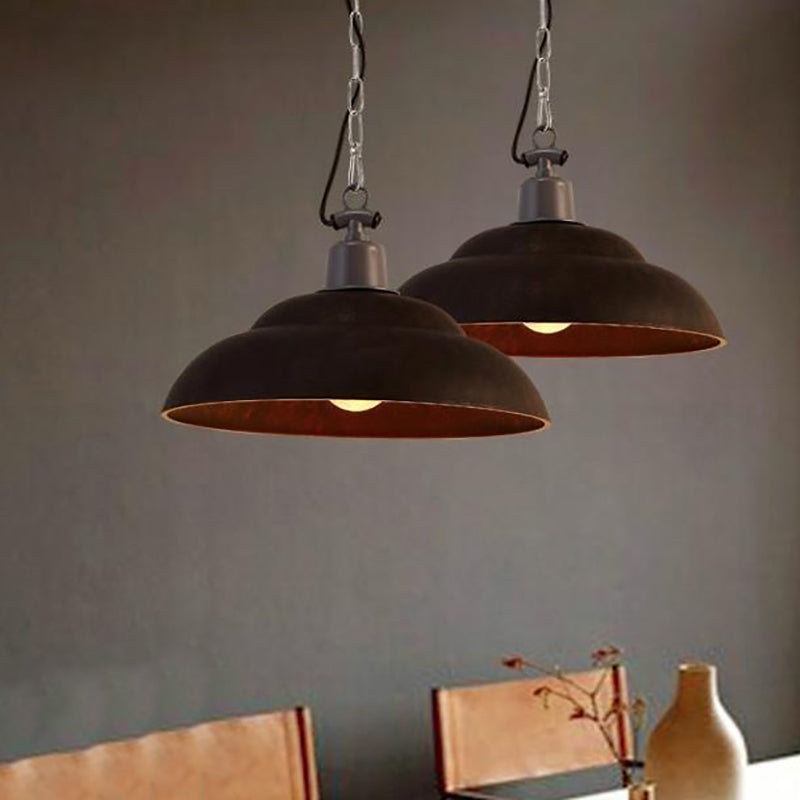 Vintage Style Black/Green Metallic Hanging Lamp with Chain - Indoor Pendant Light