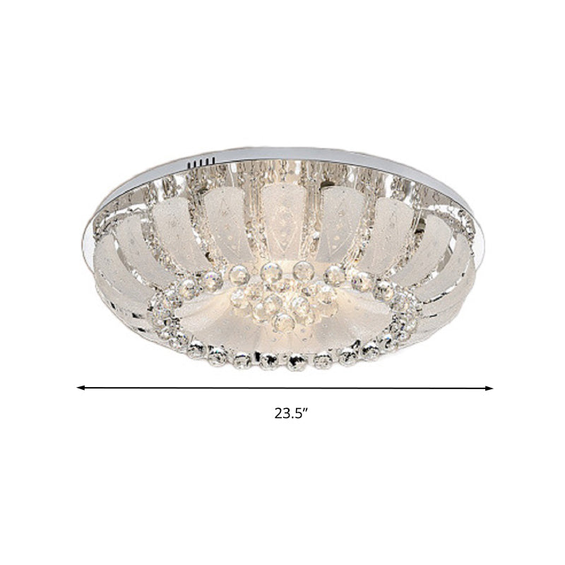 Modern Dome Crystal Ball Flush Light - 19.5"/23.5" Wide LED Ceiling Lamp