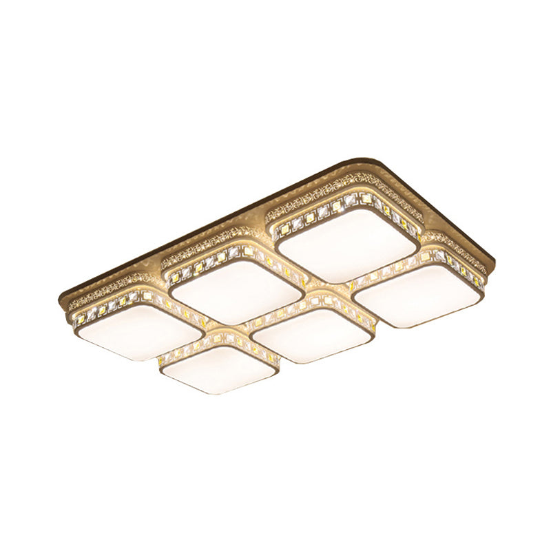 Minimalist Crystal Block LED Ceiling Light - Rectangular Flush Mount in Warm/White/3 Color Light