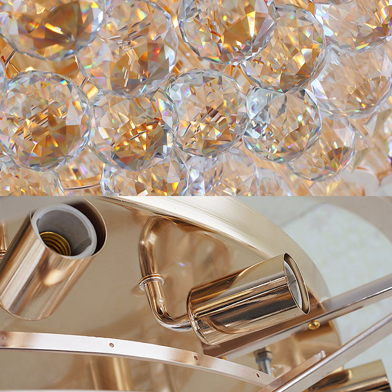Flower Bedroom Ceiling Fixture: Clear Crystal Block LED Flush Mount Light with 3 Color Light Options