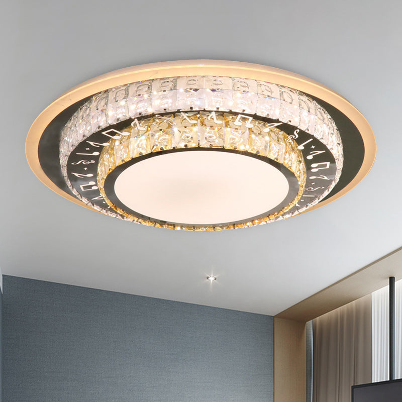 Contemporary Rectangle-Cut Crystal Flush Mount Ceiling Light in White LED