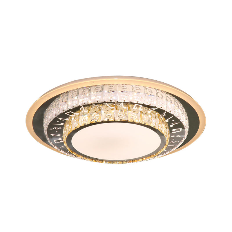 Contemporary Rectangle-Cut Crystal Flush Mount Ceiling Light in White LED