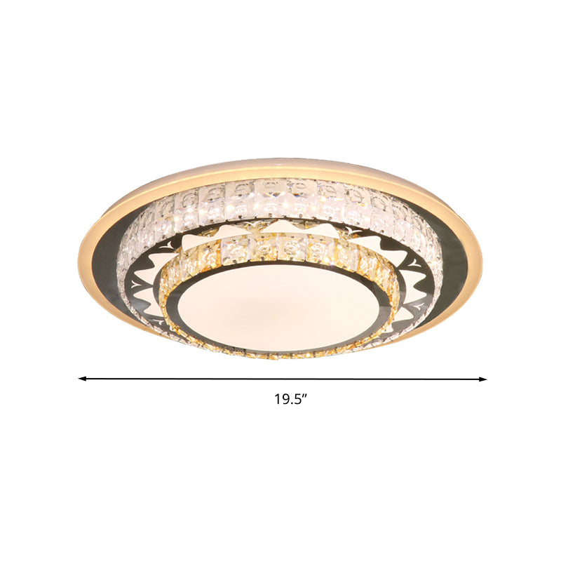 Contemporary Rectangle-Cut Crystal Flush Mount Ceiling Light in White LED
