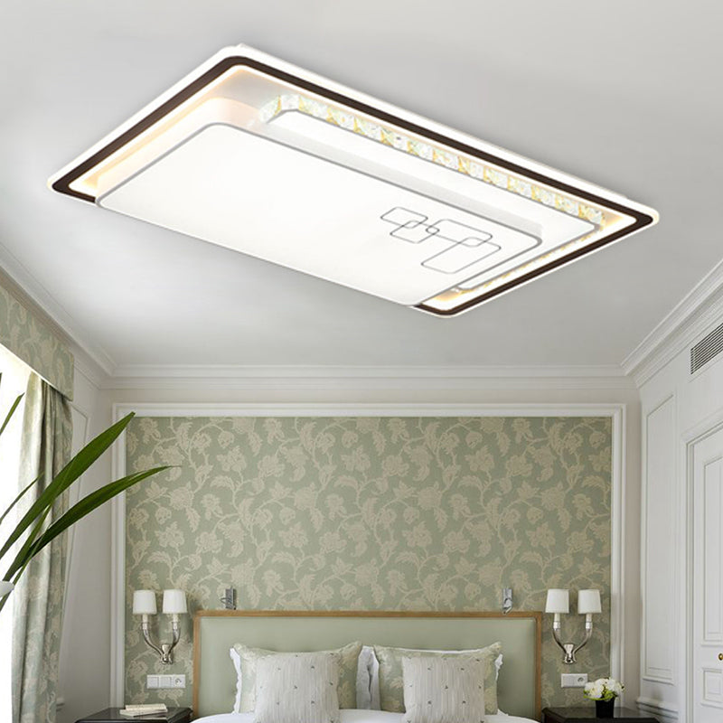Modern Rectangle LED Ceiling Light with Acrylic and K9 Crystal