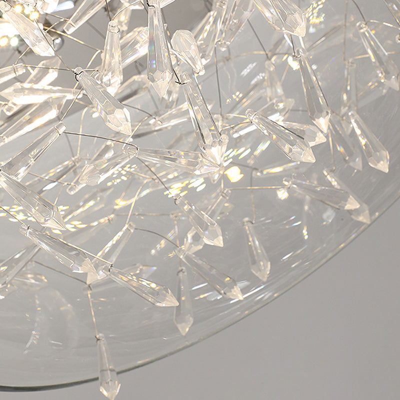 Curved Drum Crystal LED Flush Mount Ceiling Light Fixture in Warm/White, 16"/19.5" Wide