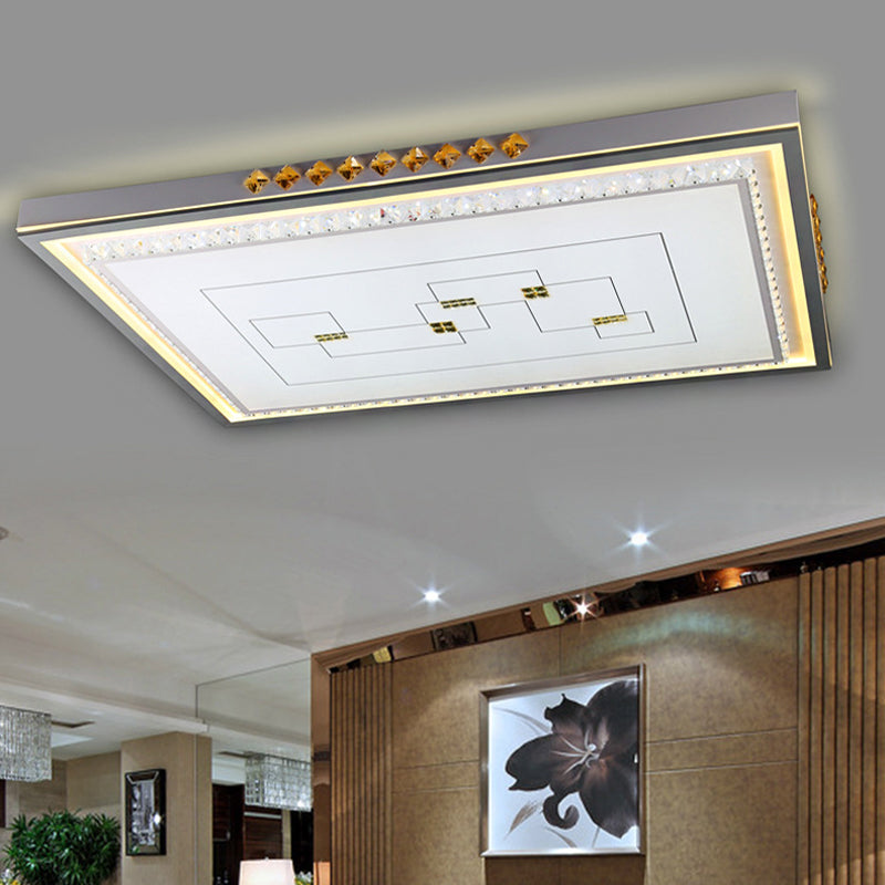 Contemporary LED Ceiling Light - Acrylic White Flush Mount, Remote Control, Stepless Dimming, 3 Color Light Options
