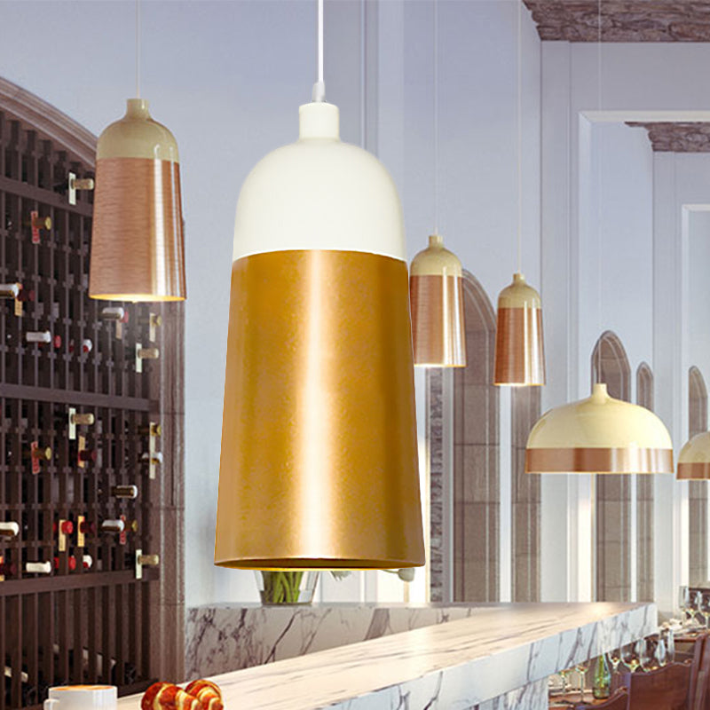 Gold Dome Shade Pendant Light, Modern Metal Ceiling Lamp for Bedroom