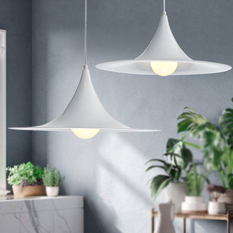 Nordic Style Flared Suspension Light - Metal 1 Black/White/Gold Hanging Ceiling Fixture White