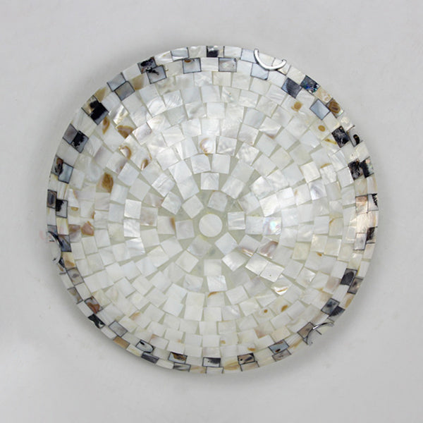 Vintage Mosaic Glass Flush Mount Ceiling Light - Beige Bowl, 1 Bulb, 12"/16"/19.5" Wide - Ideal for Dining Room
