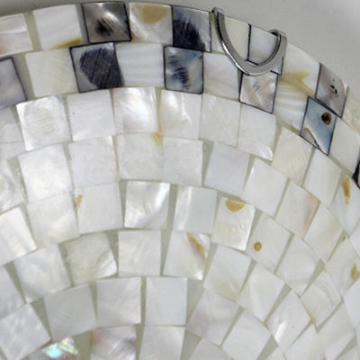Vintage Mosaic Glass Flush Mount Ceiling Light - Beige Bowl, 1 Bulb, 12"/16"/19.5" Wide - Ideal for Dining Room